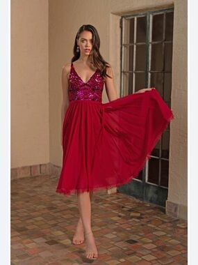 dress the population allison dress Dress the Population Allison sequin and velvet midi dress womens 2x